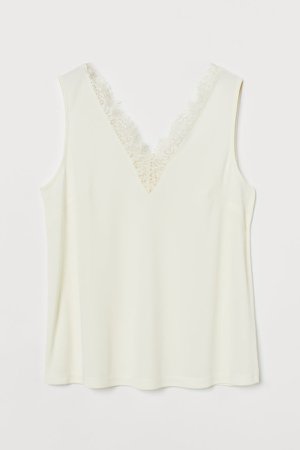 Sleeveless Lace-detail Top - White