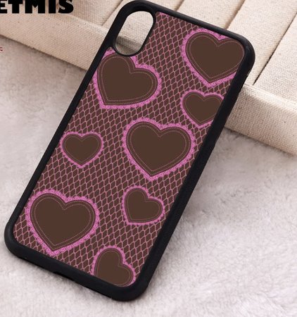 pink and brown heart phone case