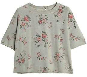 Cropped Floral-print Jersey T-shirt