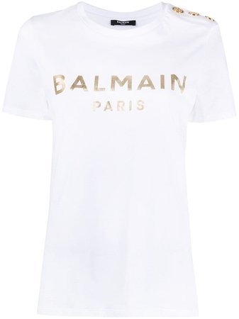 Balmain logo-print Cotton T-shirt - Farfetch