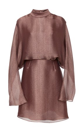 Louis Vuitton- Metallic Silk Herringbone Dolman Dress