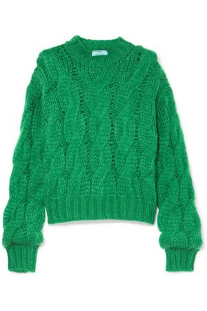 Prada | Cable-knit mohair-blend sweater | NET-A-PORTER.COM