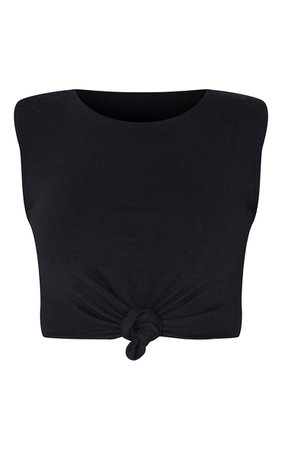 Black Shoulder Pad Cropped Knot Tie Vest | PrettyLittleThing USA