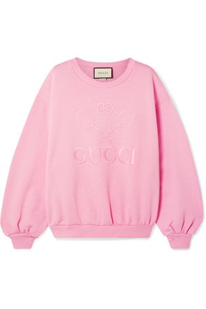 Gucci | Oversized embroidered cotton-jersey sweatshirt | NET-A-PORTER.COM