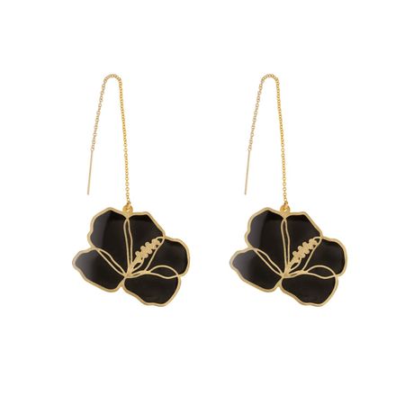 Black Blossom Threader Earrings | FiorSó | Wolf & Badger