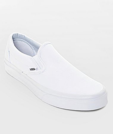 Vans Slip-On Monochromatic True White Skate Shoes | Zumiez