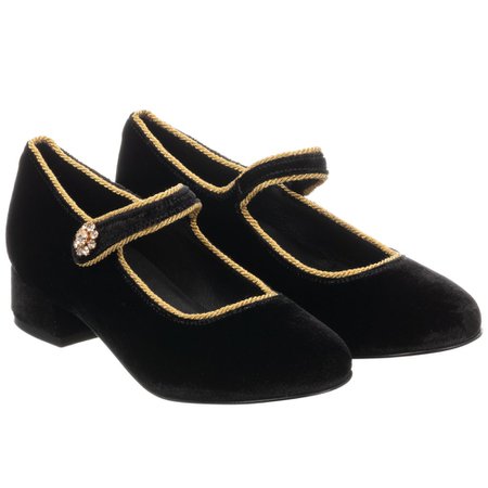 Dolce & Gabbana - Girls Black Velvet Shoes | Childrensalon Outlet