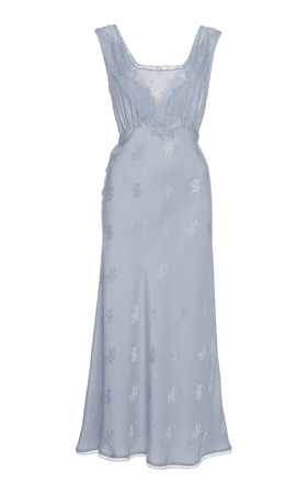 blue satin slip dress