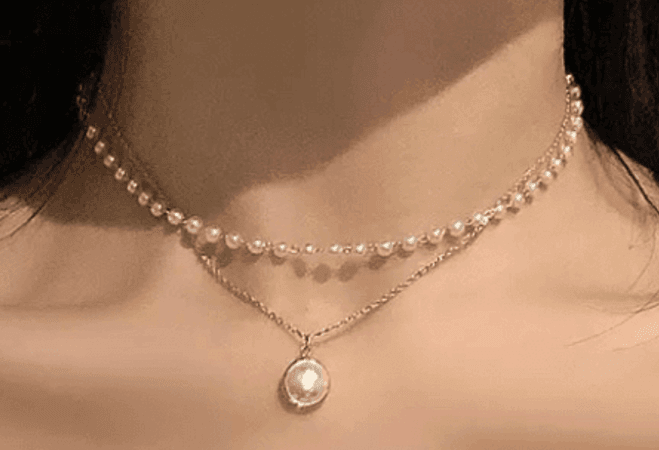 (AliExpress $2) SUMENG 2021 New Fashion Kpop Pearl Choker Necklace Cute Double Layer Chain Pendant For Women Jewelry Girl Gift