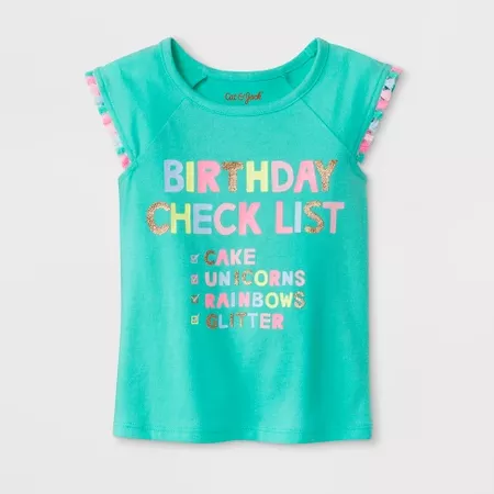Toddler Girls' Birthday Checklist Cap Sleeve T-Shirt - Cat & Jack Green : Target