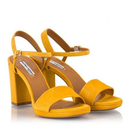 Fratelli Karida - Yellow suede high block heel sandals
