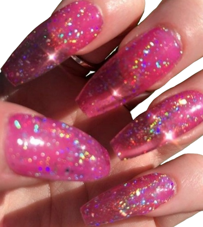 pink clear glittery jelly nails