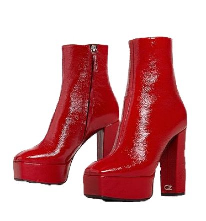 red ankle length gogo boots