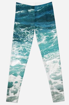 "Blue Ocean Waves " Leggings by AlexandraStr | Redbubble