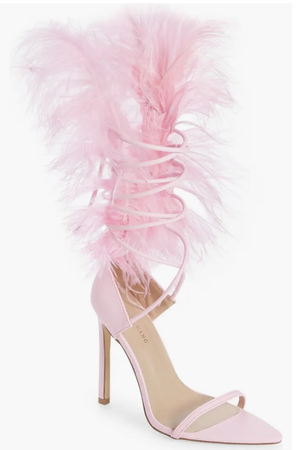 pink feather heel