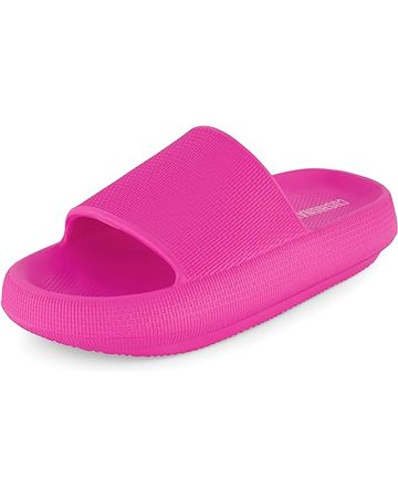Amazon.com | CUSHIONAIRE Women's Feather cloud recovery slide sandals with +Comfort, Hot Pink 7 | Slides