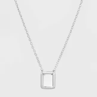 Sterling Silver Open Square Necklace - Silver : Target