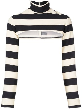 Black and white cropped striped jumper from Christian Siriano