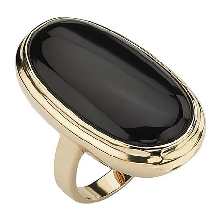 Amazon.com: Palm Beach Jewelry 18K Yellow Gold Plated Oval Cut Natural Black Onyx Bezel Set Ring Size 9: Jewelry