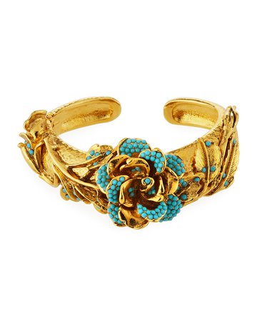 Jose & Maria Barrera Golden 3D Crystal Rose Bracelet