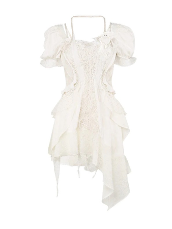 white lace ruffle dress