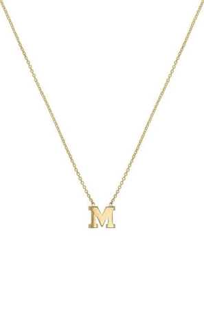 gold M necklace