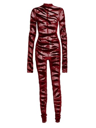 Buy LaQuan Smith Tiger Print Mesh & Velvet Bodysuit up to 70% Off | Saks Fifth Avenue