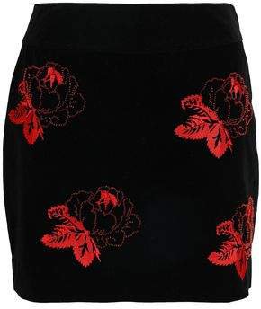 Floral-print Velvet Mini Skirt