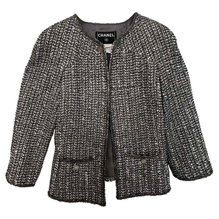 CHANEL Jacket in Grey Tweed Size 40fr For Sale at 1stDibs