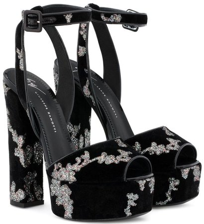 *clipped by @luci-her* Black Velvet ‘Betty’ Sandals With Platform