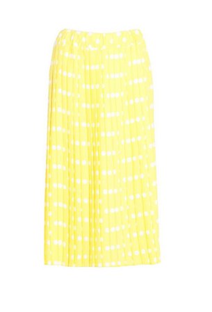 Polka Dot Pleated Woven Midi Skirt | boohoo yellow