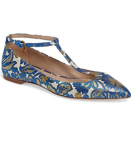 Amazon.com | Tory Burch Ashton T-Strap Jacquard Flat 8.5 | Shoes