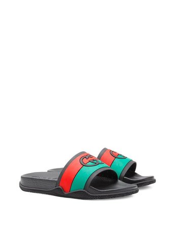 Shop Gucci Interlocking G slide sandals with Express Delivery - FARFETCH