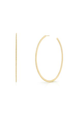 18k Yellow Gold Xl Pave Single Row Hoop Earrings By Shay | Moda Operandi