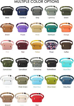 Amazon.com | ZORFIN Fanny Packs for Women Men, Belt Bag with 5 Zipper Pockets, Fashion Waist Pack Crossbody Bag with Adjustable Belt for Travel/Shopping/Hiking/Running/Cycling (Black) | Waist Packs