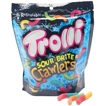 Trolli Sour Brite Crawlers Gummy Worms - Original: 9-Ounce Bag | Candy Warehouse