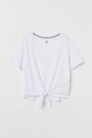Sports Top with Tie Detail - White