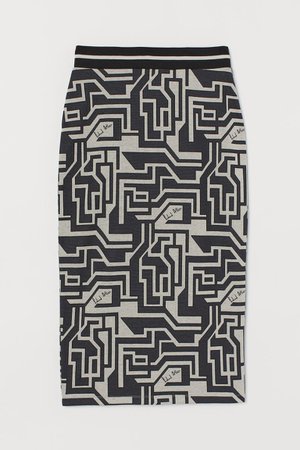 Jacquard-knit pencil skirt - Light beige/Patterned - Ladies | H&M