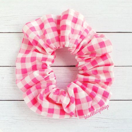 Pink Scrunchies Pink White Gingham Kawaii Hair Accessories | Etsy