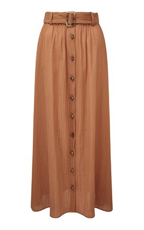 Belted Plisse Cotton Maxi Skirt by Lisa Marie Fernandez | Moda Operandi