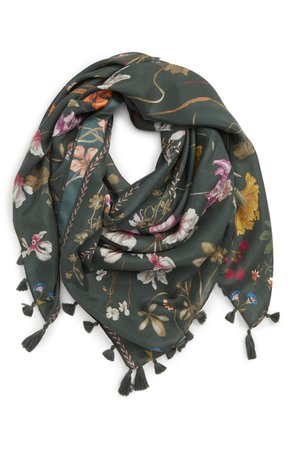 Treasure & Bond Floral Print Tassel Silk Scarf | Nordstrom
