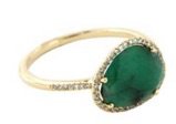 Green Emerald/Gold Band Ring