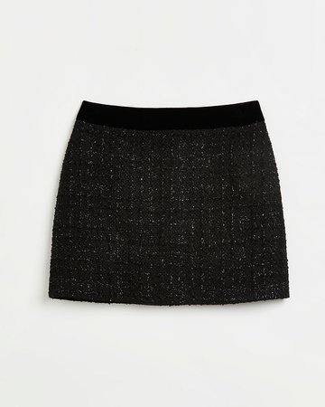 Black boucle mini skirt | River Island