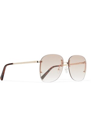 Le Specs | Skyline square-frame gold-tone sunglasses | NET-A-PORTER.COM