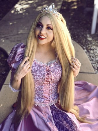 Disney Princess Tangled Rapunzel Long Straight Yaki Blonde Lace Front