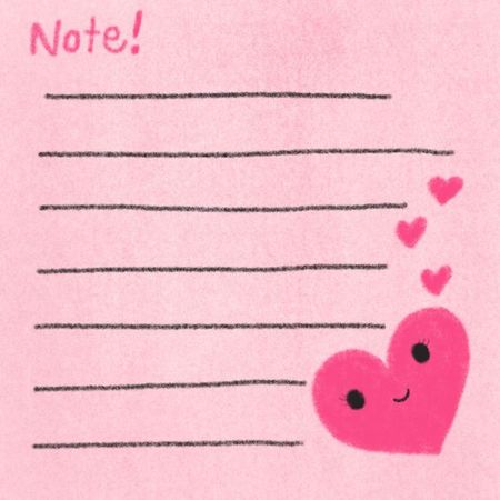 pink heart memo note pad