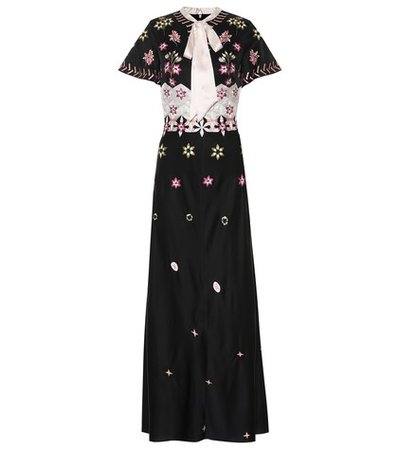 Finale embroidered crêpe dress