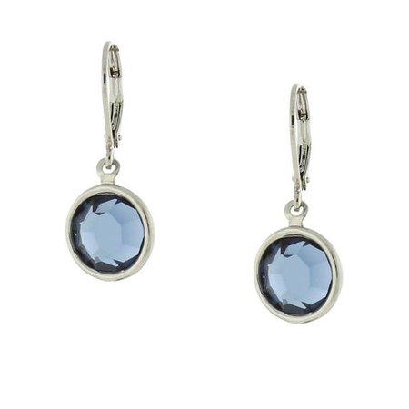 Silver-Tone Blue Swarovski Elements Drop Earrings