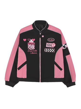 Pink Racer Embroidery Jacket