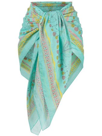 Shop blue Emilio Pucci Conchiglie pattern sarong with Express Delivery - Farfetch